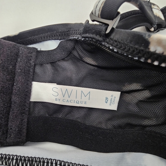 Swim by Cacique 42F Balconette Tankini Top Black White Dot Lane Bryant NWT - Picture 11 of 16